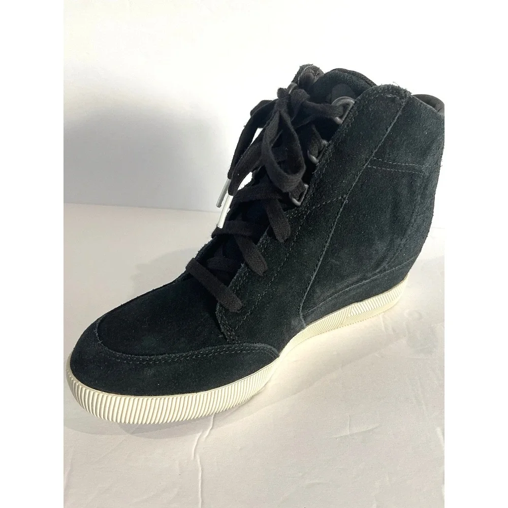 Sorel Out N About Wedge Bootie‎ Womens 9.5 Black Suede Waterproof Sneakers Boots